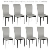 Lot de 8 chaises rembourrées en velours gris pour salle à manger - DINGXIANG