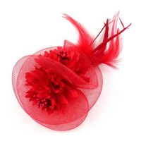 Accessoires cheveux - Broche fleur / pince cheveux mariage 11cm - rouge