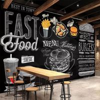 Papier peint mural 3D mode tableau noir Fast Food Burger Restaurant fond décoration murale papier peint rétro 250x175 cm