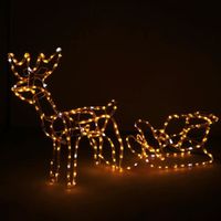 SPRINGOS® Lumineux de Noël Renne et traîneau 264 LED 150 cm - blanc chaud