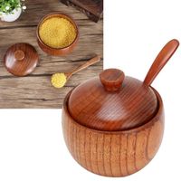 SURENHAP pot d'assaisonnement en bois Pot à épices en bois, sucrier, sel, poivre, boîte d'assaisonnement avec epicerie cuisson