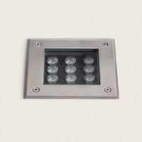 Balise Extérieure LED Encastrable au Sol Carrée Utopia 12 W - TECHBREY - Blanc Chaud 3000K - Aluminium - Jardin