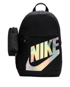 SAC À DOS Sac A Dos Nike Noir Grand Logo Swoosh Blanc et Argent avec Trousse