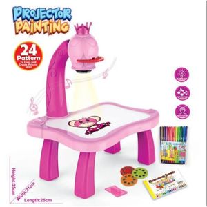 TABLE A DESSIN Projecteur LED pour enfants,table à dessin d'art,jouet pour enfants,tableau de peinture,bureau,arts,artisanat- pink crown