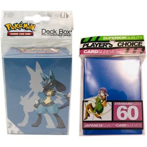 CARTE A COLLECTIONNER Deck Box Pokémon Lucario + 60 Sleeves Protège-cart