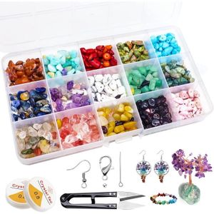 KIT BIJOUX Kit Fabrication Bijoux,Naturelle Perles Pierre 15 couleurs perles kit creation bijoux adulte avec Perles d'espacement et Fermo[145]