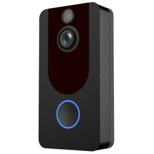 INTERPHONE - VISIOPHONE Sonnette - carillon,Sonnette intelligente avec caméra V7 1080P WiFi,visiophone IP,Vision nocturne,détection de mouv- Black[A6657]