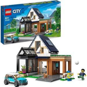 ASSEMBLAGE CONSTRUCTION LEGO® City 60398 Maison Familiale et Voiture Électrique, Jouet de Maison de Poupée
