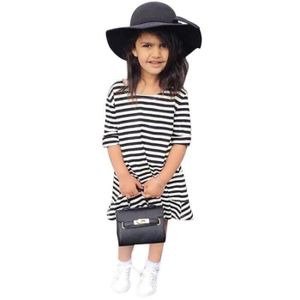 ROBE ROBE Enfant Fille Robe à Rayures Noir et Blanc Manche Longue Vêtement Été Mode