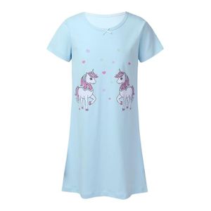 AmzBarley Chemise de Nuit Licorne Fille Enfant La Robe du Soir Robes Chemises de Nuit Arc en Ciel Chambre en Train de Dormir Vêtements pour Filles 
