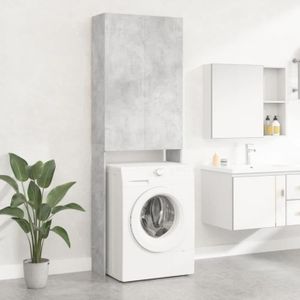 ARMOIRE DE TOILETTE vidaXL Meuble pour machine à laver Gris béton 64x25,5x190 cm 808417