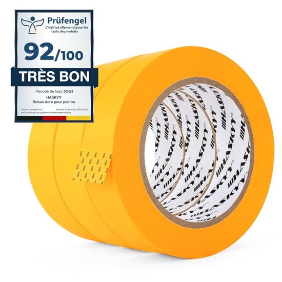 3 Rouleaux De Ruban De Masquage Peinture 30mm X 50m – Adhésif Crêpe Résistant Aux UV – Pour Intérieur Et Extérieur