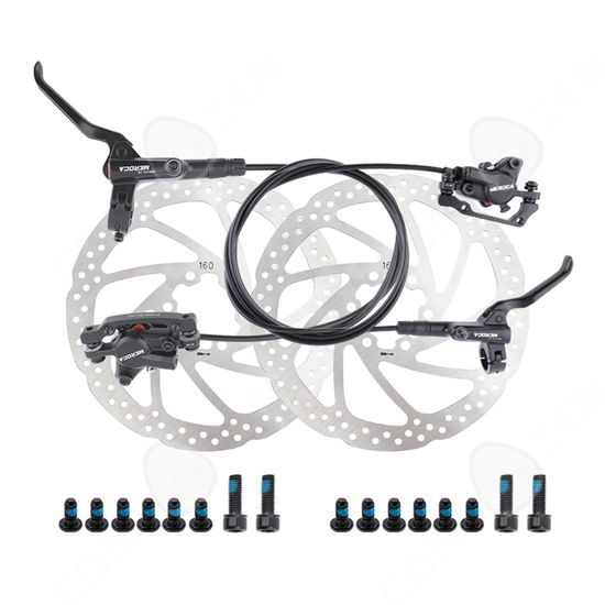 Kit Freins à Disque Hydrauliques Double Piston Pour VTT/Vélo Route - 2 Freins + 2 Rotors (160/140mm) - Noir