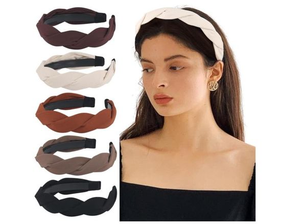 Serre-têtes Fins Tressés – Lot De 5 – Couleurs Marron – Antidérapants Avec Dents – Pour Femmes Et Filles – Style Bohème