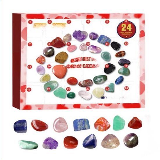 Calendrier de l'Avent 2022 Roches, 24 jours Cristal naturel Agate Pierre Minéraux Fossiles Calendrier de l'Avent Cristaux Noël | FR