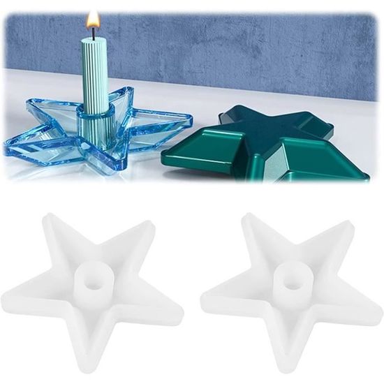Moules En Silicone Pour Bougeoirs DIY - 4 Pièces (étoile, Cœur, Cylindres) - Pour Résine époxy, Décoration Maison - 9