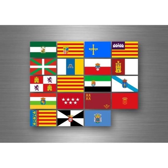 Lot De 2 Autocollants Drapeau Espagne - 8x5 Cm - Vinyle Résistant Aux Intempéries Pour Voiture, Vitre, Etc. - 3