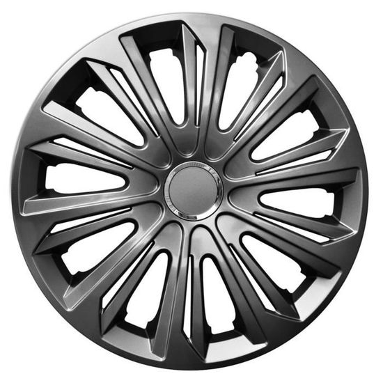 Enjoliveurs de roues STRONG graphite laqué 14" lot de 4 pièces - Universel - Polystyrène, ABS et polyamide