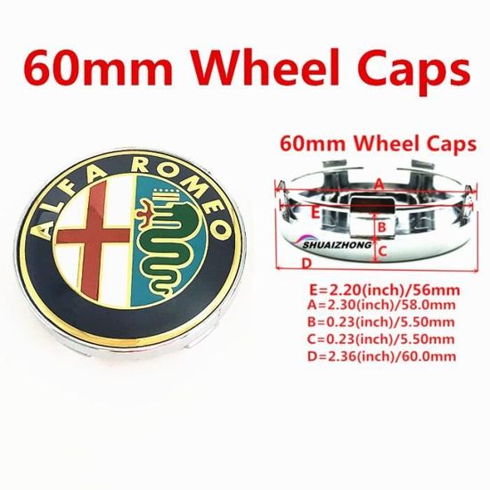4 Cache-Moyeux Alfa Romeo 50mm - Autocollants Avec Logo - Enjoliveurs Roue