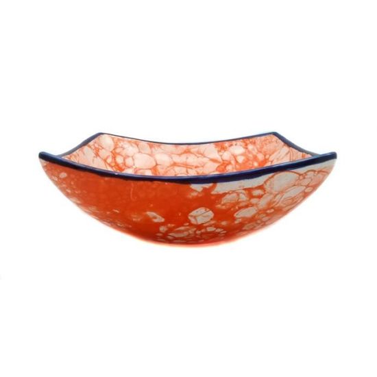 Plat Carré Artisanal - Terre Cuite Et Mosaïque Violette - Indonésie - Fait Main