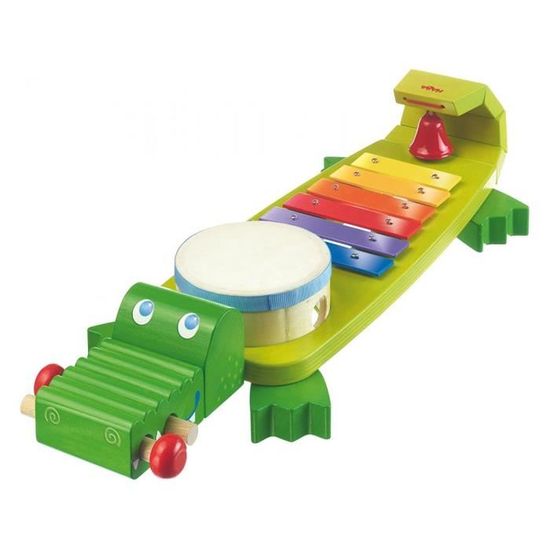 Jouet musical Crocodile - HABA - Stimule l'éveil musical - Pour enfants de 3 ans et plus - Multicolore