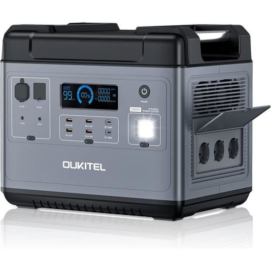 OUKITEL P2001 Generateur Electrique Portable 2000Wh 625000mAh LiFePO4 UPS Générateur Solaire 3 Sortie AC 2000W (4000W Max) 13 Ports