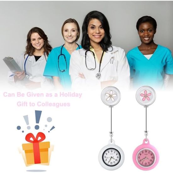 Lot 3 Montres Infirmière Clip Silicone – Montre De Soins Lumineuse, Étirable 80 Cm, Étui Souple Hygiénique Pour Personnel Médical Femme