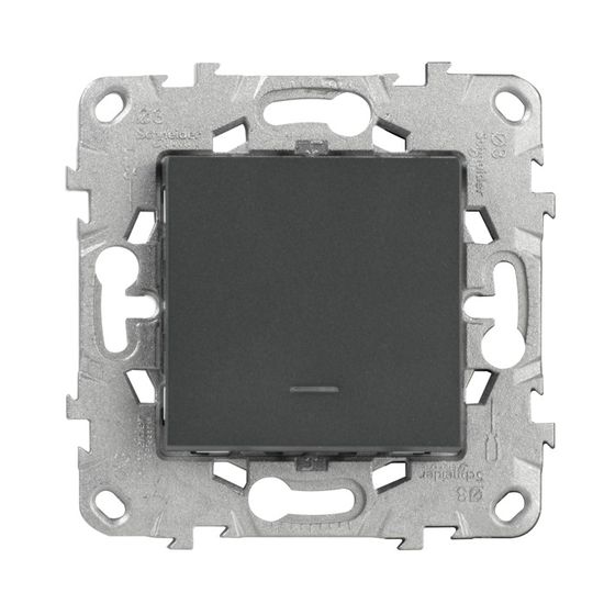 Bouton-Poussoir Schneider Electric Unica NO - 10A, Connexion Rapide, 2 Modules, Anthracite