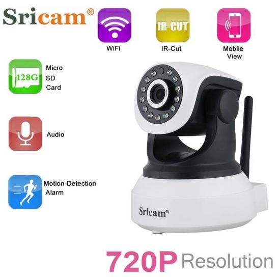 Caméra de surveillance IP Sricam 720P - Maison - Moniteur - Sans Fil - Wifi - IR-CUT - ONVIF - CCTV