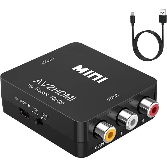 RCA vers HDMI Converter1080P Mini RCA Composite CVBS AV à HDMI AdaptateurSupport PALNTSC avec