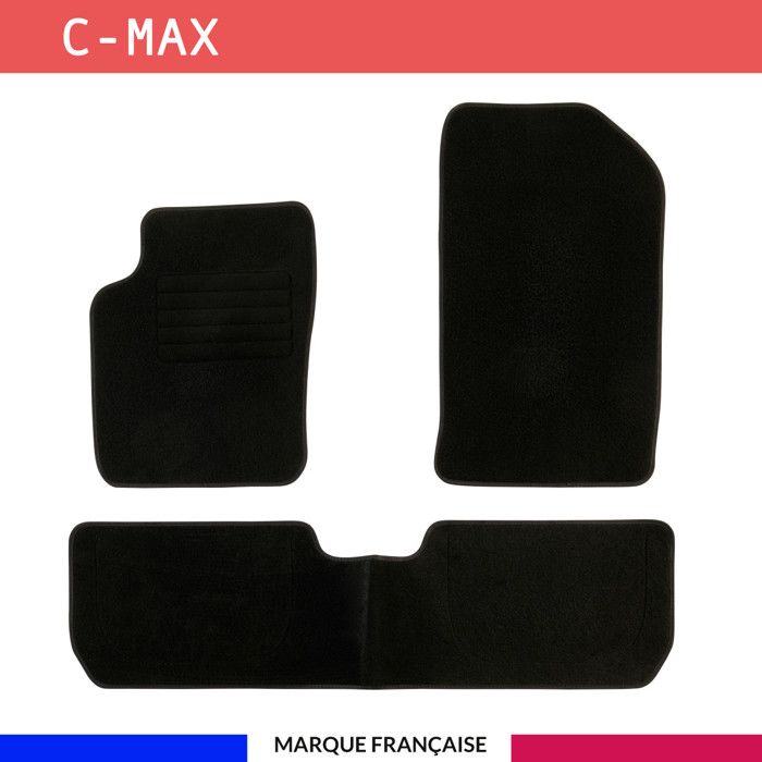 Tapis de voiture - Sur Mesure pour C-MAX (dès 2013) - 3 pièces - Tapis de sol antidérapant pour automobile
