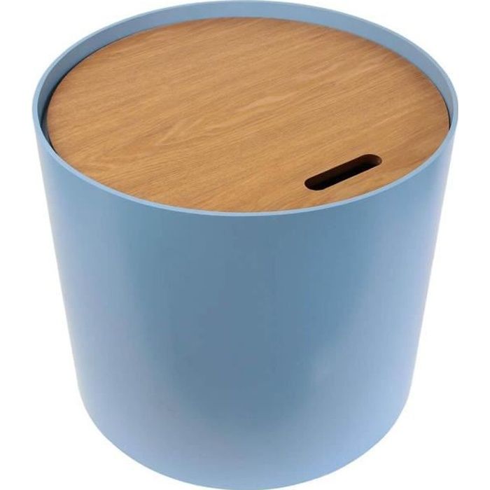 Brust - Table Basse Ronde Bleue avec Coffre