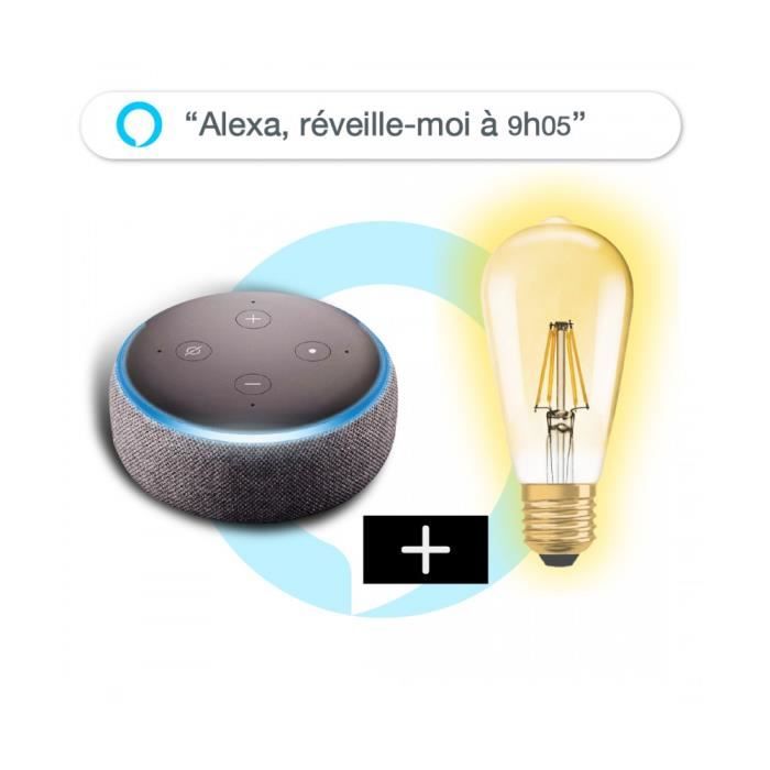 Pack Concierge x Alexa : 1 Enceinte Echo Dot 3 + 1 Ampoule vintage wifi ...