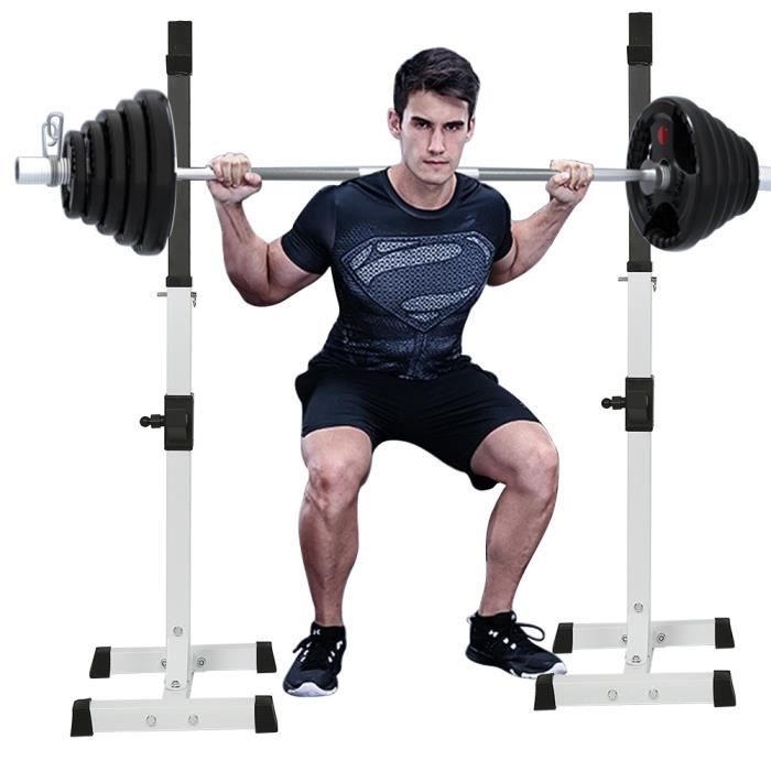 BUL Squat Support de Squat - Réglable Squat Rack avec Barre de Support pour Haltères -hauteur réglable de 105-160 cm