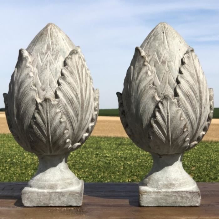 2 Grande Grosse Style Ancienne Pommes de pin Décoration Terre Cuite Intérieur Jardin 37 cm x 20 cm x 20 cm - x2-224357-Obélisque-Bis
