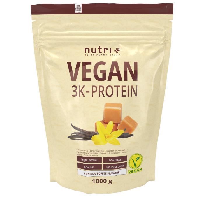 NUTRI-PLUS SHAPE & SHAKE 3K PROTEIN - Poudre de protéines végétaliennes -VANILLE TOFFEE - PROTEINES - 1000g