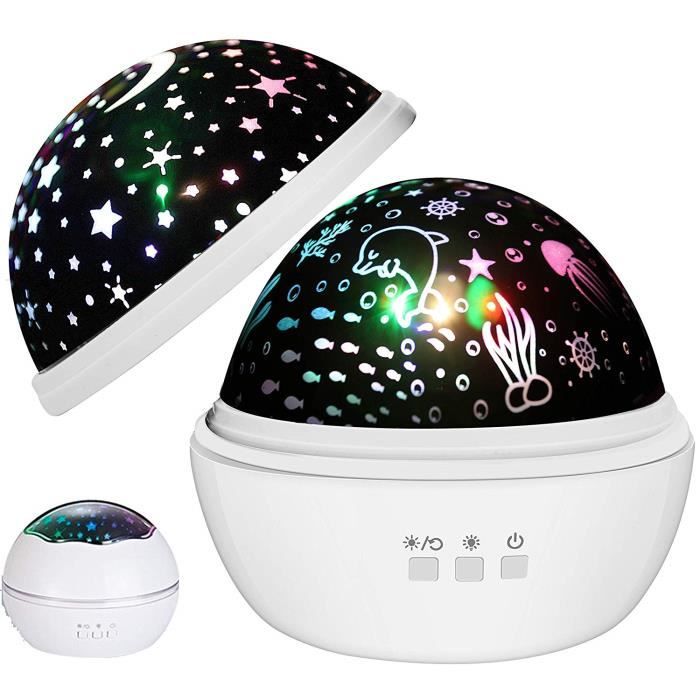 Projecteur Etoiles, Enfants LED Veilleuse Étoilée Rotative Nuit Romantique Animaux Marins Star Moon Projection pour Cadeau, Annivers