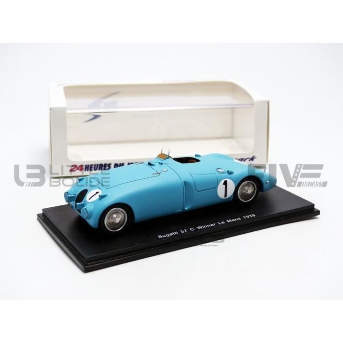 Voiture Miniature de Collection - SPARK 1/43 - BUGATTI 57 C - Winner Le Mans 1939 - Bleu - 43LM39