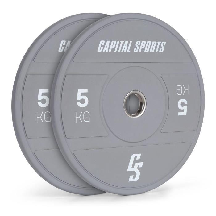 Disques pour haltères, barres Cross-Training et olympiques -CAPITAL SPORTS Nipton 2021 - Ø 54 mm - Gris