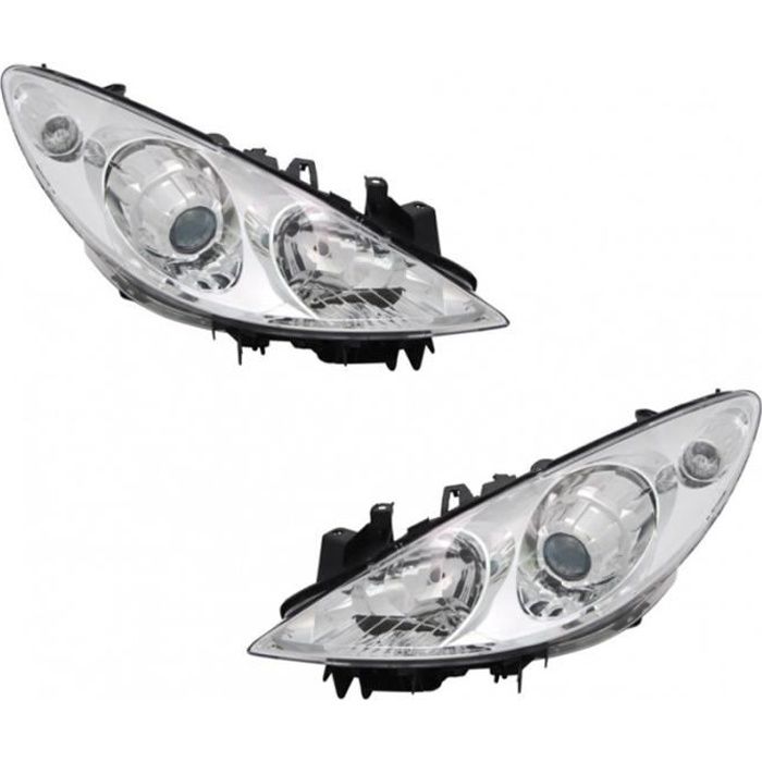 2 FEUX PHARE AVANT GAUCHE + DROIT CONDUCTEUR PASSAGER PEUGEOT 307 BERLINE PHASE 2 2005 - 2007