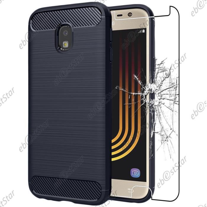 ebestStar ® pour Samsung Galaxy J3 2017 SM-J330F - Coque Motif Fibre Carbone Luxe 2 barres horizontales Silicone Gel Cussins d'Air
