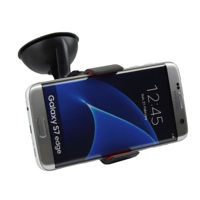 Emartbuy® Voiture Support Pare Brise / Tableau de Bord Universel à Ventouse - Rotatif 360° Noir Adapté Pour Samsung Galaxy S7 Edge