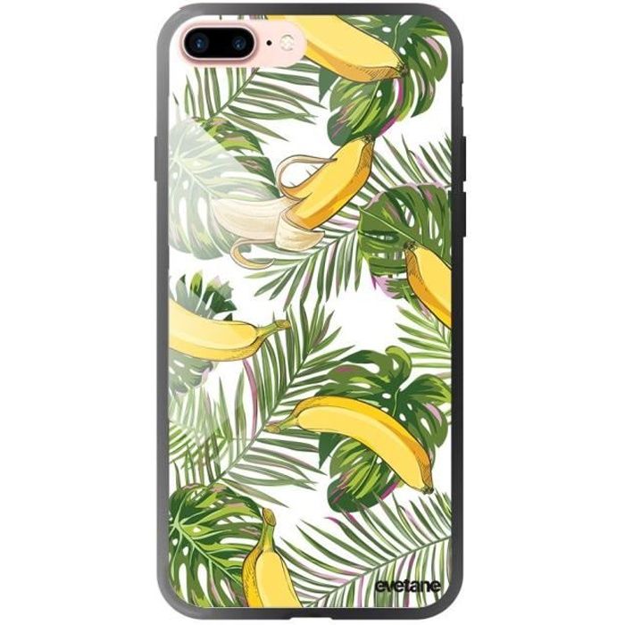 Coque en verre trempé pour iPhone 7 Plus / 8 Plus Bananes Tropicales Ecriture Tendance et Design Evetane.