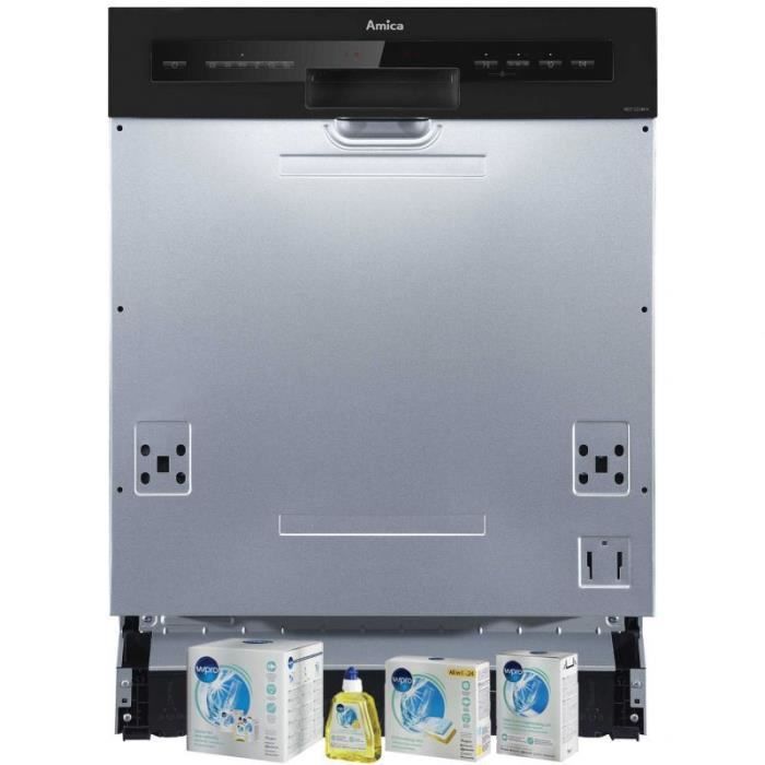 AMICA Lave-vaisselle intégrable encastrable bandeau noir 47dB 12 couverts 60cm 57 Inox