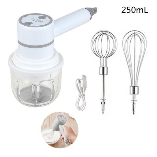 Mixeur Plongeant, Mixeur à Main Multifonction avec 3 Vitesses de Réglables, hachoir de 250ml, robot de cuisine sans BPA