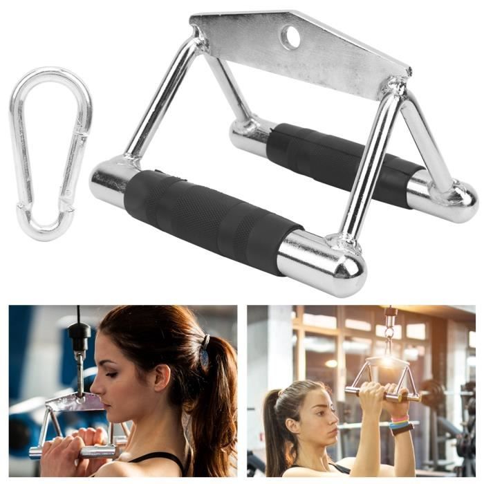 Barre de Pression en Forme de V Triceps de Fitness Poignée d'Entraînement à Aviron en Caoutchouc en Acier Inoxydable -CET