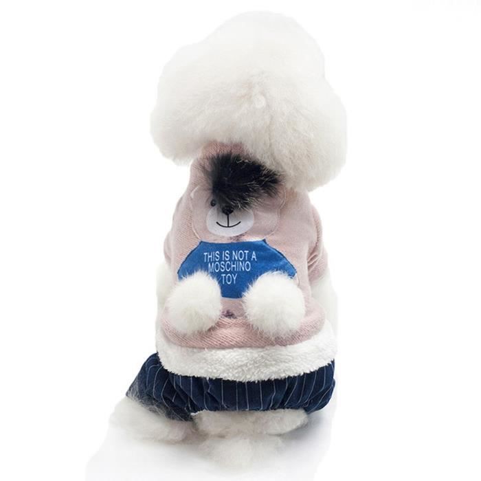Hsome Hsome Ours Chien Manteau Automne Hiver pour Chiot Pup Chaton Teddy Care, Rose, XL