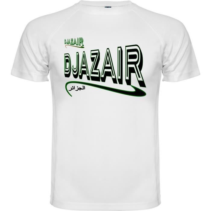 T-SHIRT ALGERIE -DJAZAIR- - TEE SHIRT BLANC HOMME THEME ALGERIE - DU S AU XXL