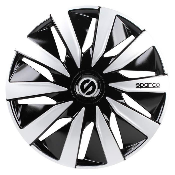 Jeu d'enjoliveurs Sparco Lazio 16 pouces noir / argent