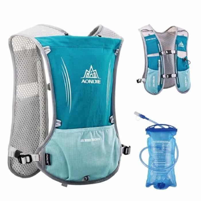 BIR22367-Sac à Dos Hydratation 5L Marathoner Running Race Gilet d'hydratation - Bleu clair - avec vessie d'eau de 1,5 L